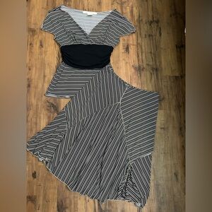 Max Studio Black and White Fit and Flare Skirt